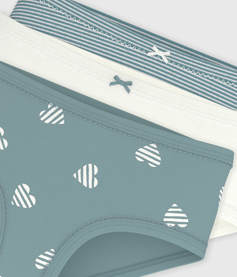 Juego de braguitas infantiles de algod&oacute;n de talle alto con estampado de corazones multicolor