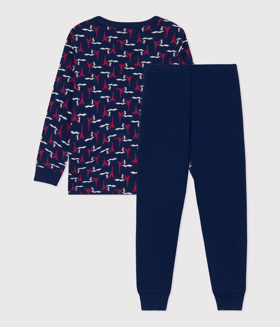 Pijama París de algodón de niño/niña azul MEDIEVAL/blanco MULTICO