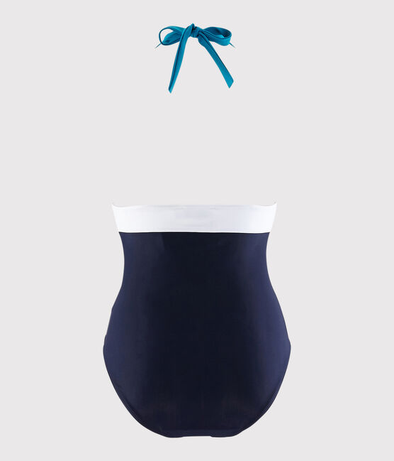 Traje de baño de 1 pieza reciclado de mujer azul SMOKING/blanco MULTICO