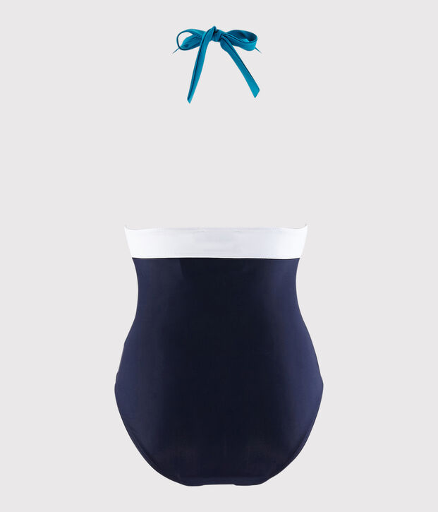 Traje de ba&ntilde;o de 1 pieza reciclado de mujer azul/multicolor