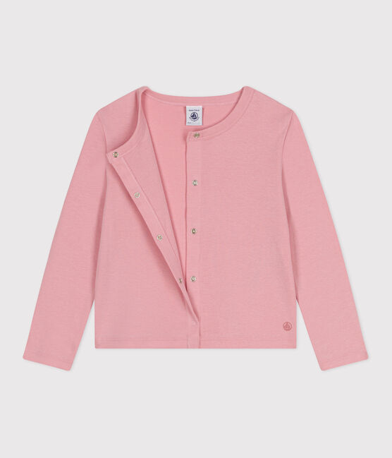 Cárdigan infantil de algodón liso rosa CHARME