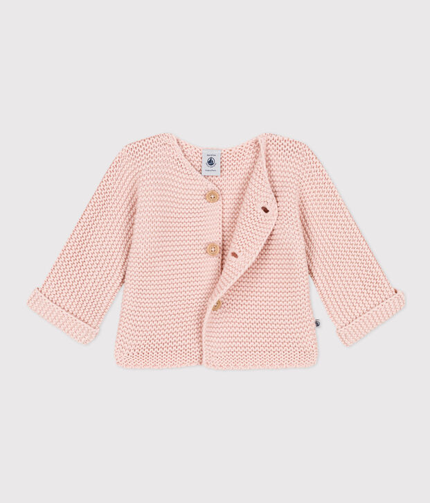 C&aacute;rdigan de punto bobo para beb&eacute; rosa
