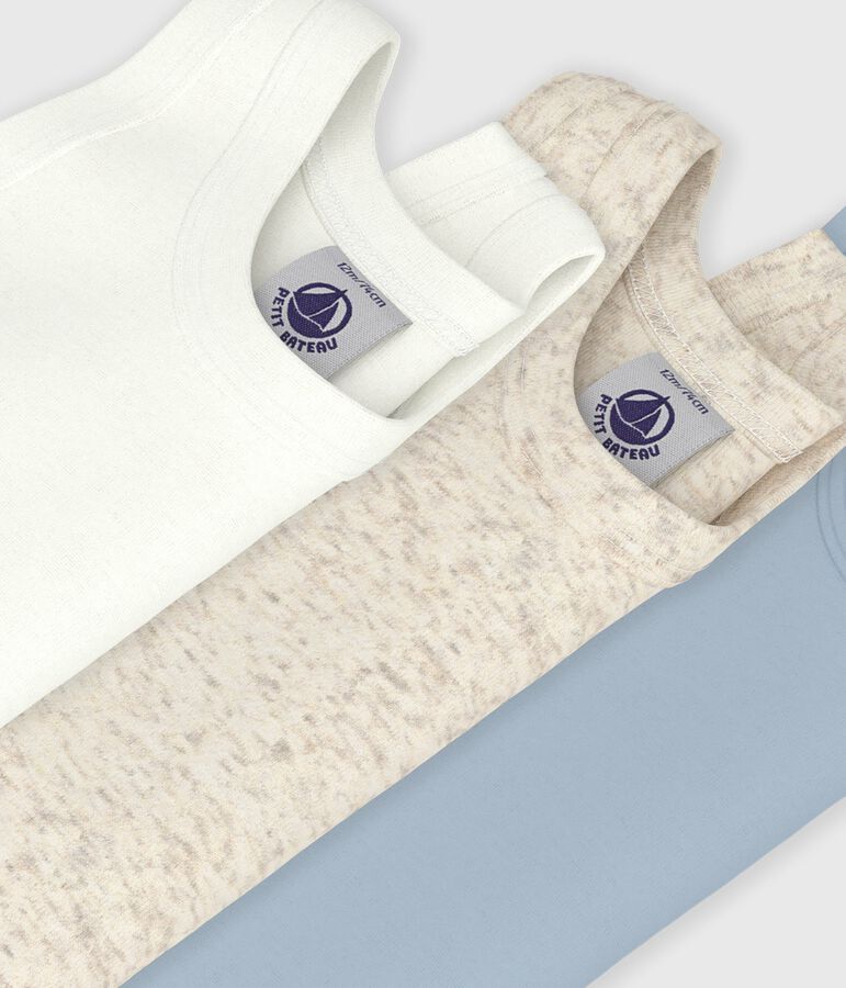 Juego de 3 bodis sin mangas lisos de algod&oacute;n para beb&eacute; multicolor