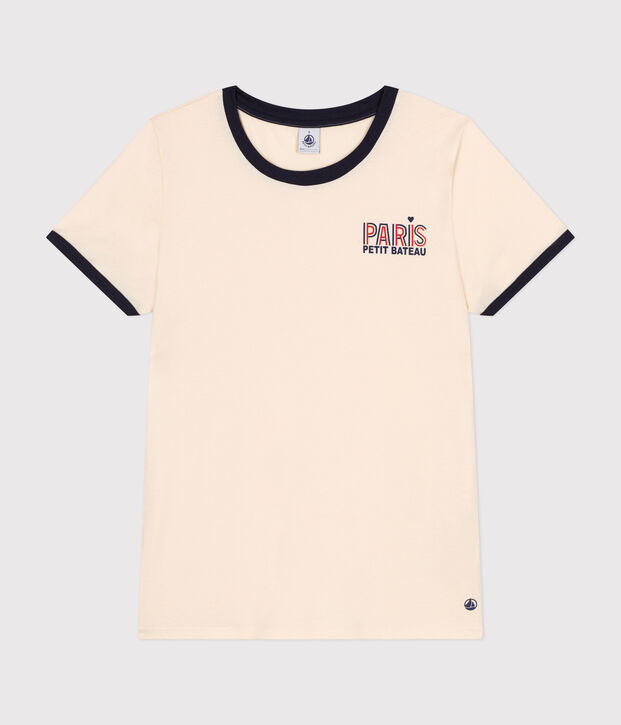 Camiseta La Recta con Par&iacute;s de algod&oacute;n para mujer crudo