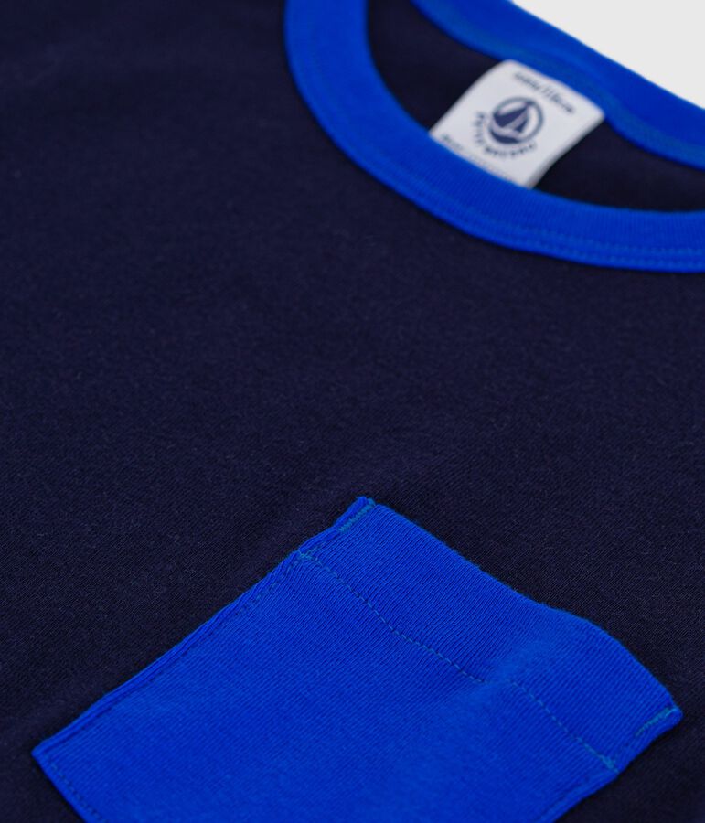 Camiseta infantil de manga corta de algod&oacute;n azul SOIR