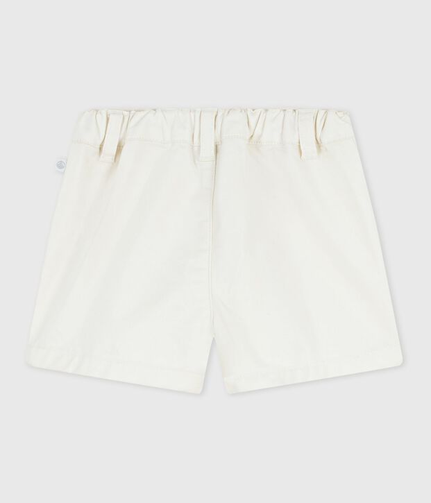 Shorts lisos de algod&oacute;n para beb&eacute; blanco