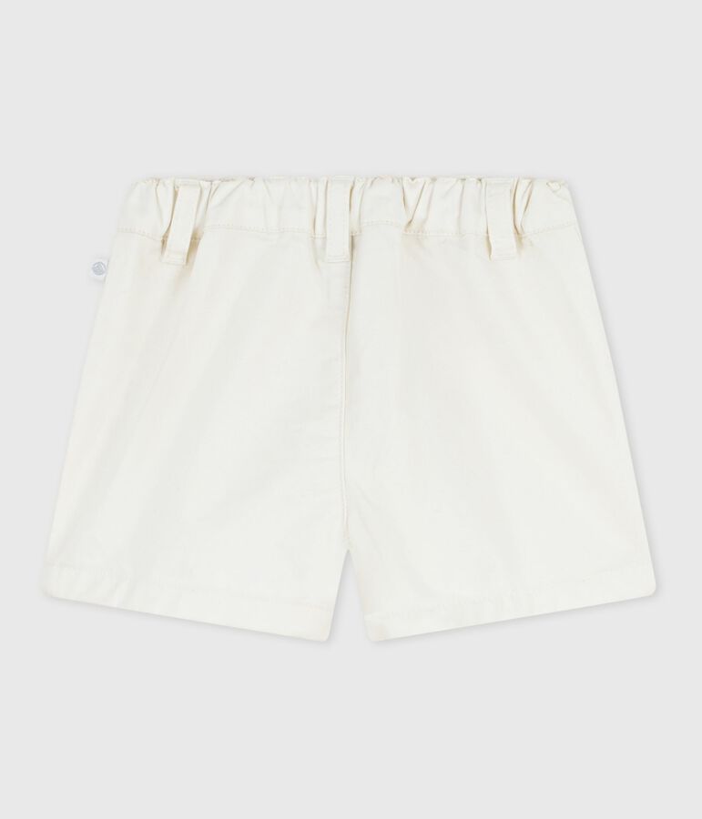 Shorts lisos de algod&oacute;n para beb&eacute; blanco MARSHMALLOW