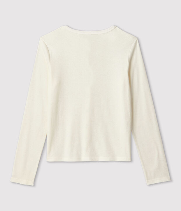 Rebeca de algod&oacute;n/lino de mujer blanco