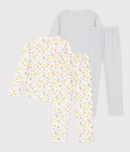 Juego de 2 pijamas de algodón con flores para niña variante 1