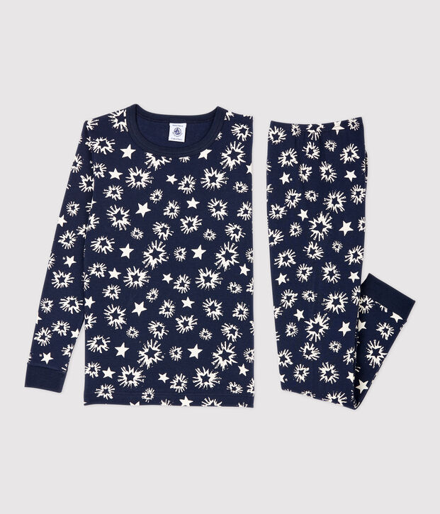 Pijama snugfit con estampado de estrellas de ni&ntilde;o azul/blanco
