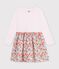 Vestido infantil de manga larga de algod&oacute;n con flores blanco/multicolor