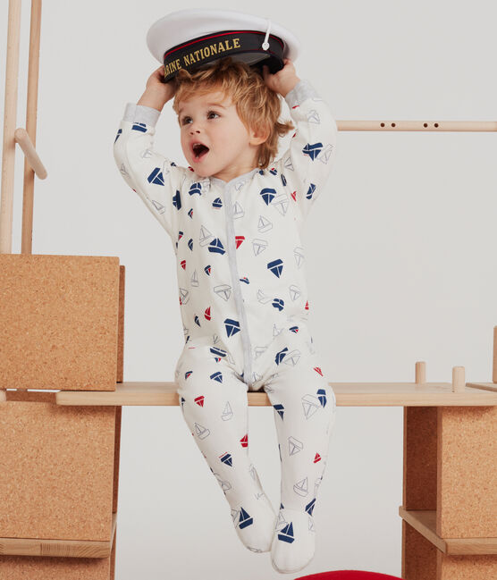 Pelele de tejido túbico para bebé niño blanco MARSHMALLOW/blanco MULTICO