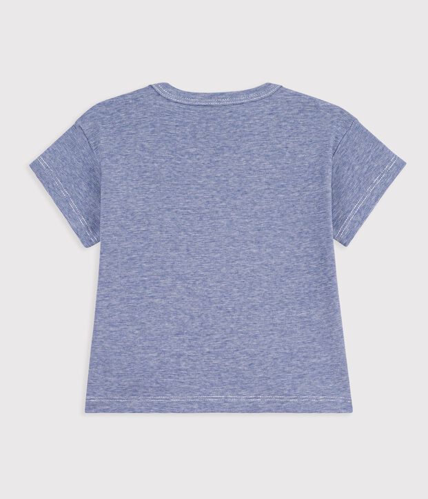 Camiseta de manga corta de algod&oacute;n a rayas para beb&eacute; azul/blanco