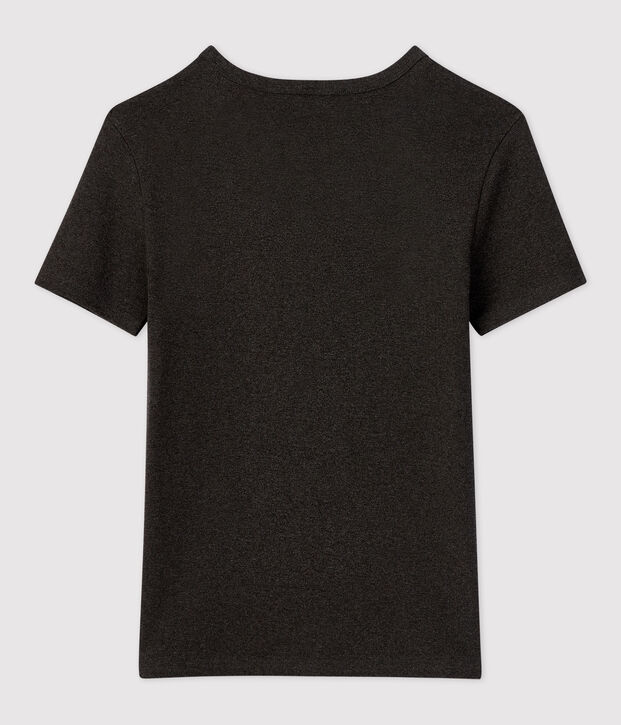 Camiseta L'ICONIQUE con cuello de pico de algod&oacute;n org&aacute;nico de mujer gris