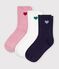 3 pares de calcetines infantiles de algod&oacute;n con estampado de coraz&oacute;n multicolor