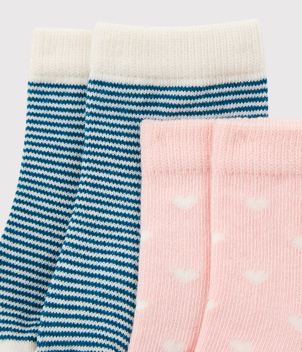 Juego de 2 pares de calcetines para beb&eacute; multicolor