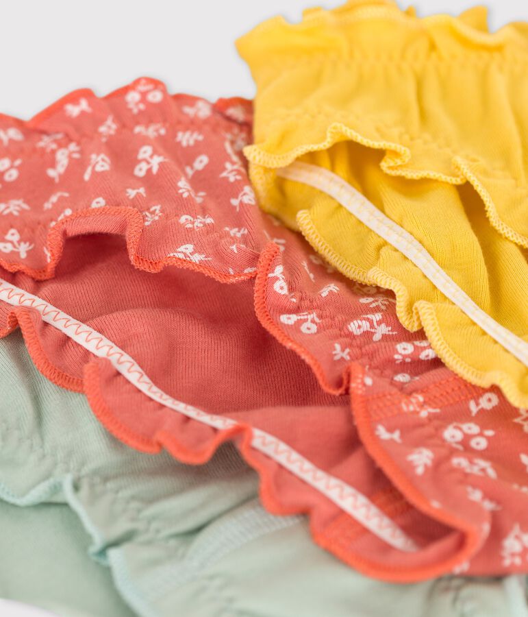 Juego de 3 braguitas con volantes y flores de algod&oacute;n de ni&ntilde;a multicolor