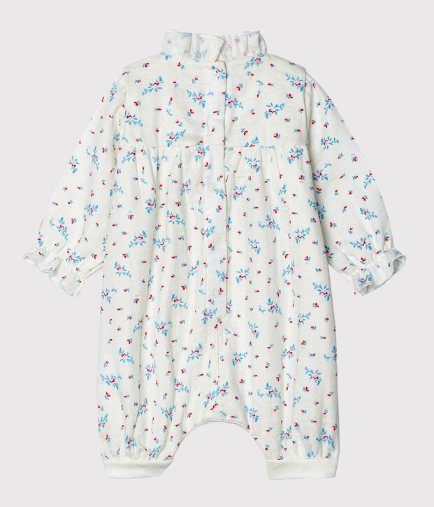 Mono para beb&eacute; ni&ntilde;a de tejido de pa&ntilde;al blanco/multicolor