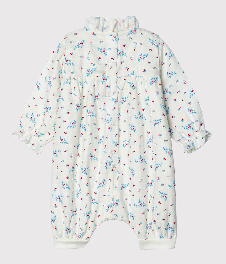 Mono para beb&eacute; ni&ntilde;a de tejido de pa&ntilde;al blanco/multicolor