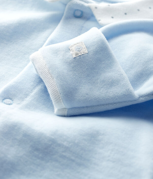 Pijama de terciopelo azul con cuello para beb&eacute; ni&ntilde;o FRAICHEUR
