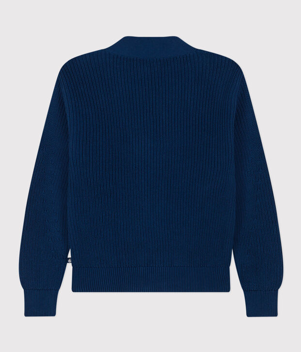 Chaqueta de punto ingl&eacute;s de algod&oacute;n para mujer azul