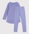 Camis&oacute;n y leggings infantiles de terciopelo violeta/blanco