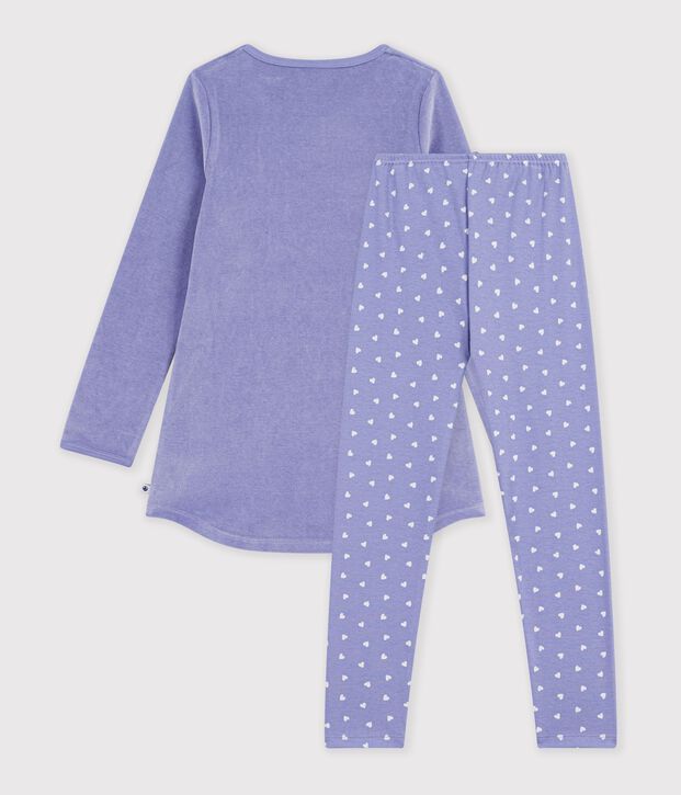 Camis&oacute;n y leggings infantiles de terciopelo violeta/blanco