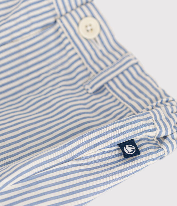 Pantal&oacute;n corto de milrayas para beb&eacute; azul/blanco