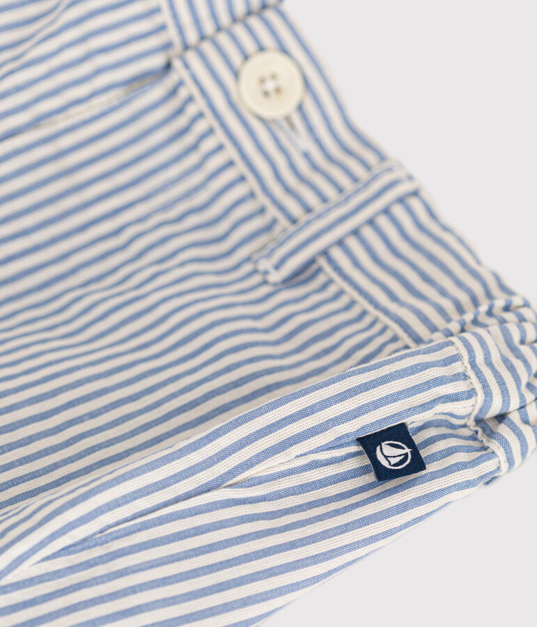 Pantal&oacute;n corto de milrayas para beb&eacute; azul/blanco