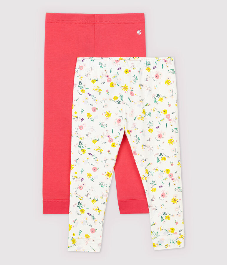 Juego de 2 leggings para beb&eacute; ni&ntilde;a. multicolor