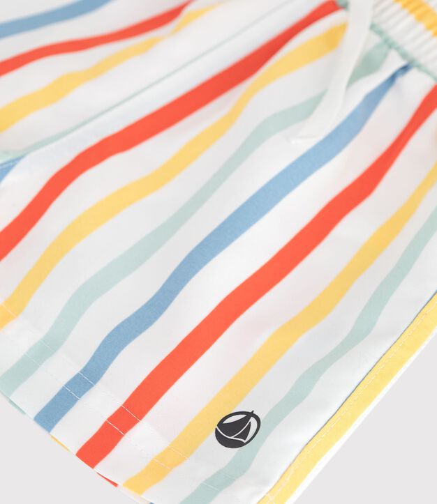 Ba&ntilde;ador a rayas para beb&eacute; blanco/multicolor