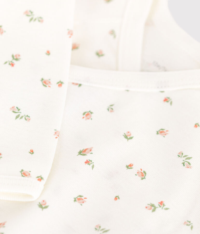 Body cruzado de manga larga de algod&oacute;n para beb&eacute; blanco MARSHMALLOW/ SALINE