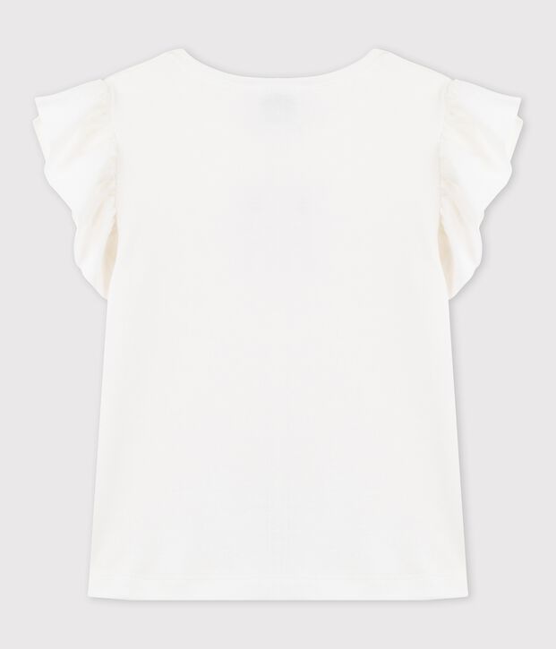 Camiseta de manga corta de algod&oacute;n de ni&ntilde;a blanco