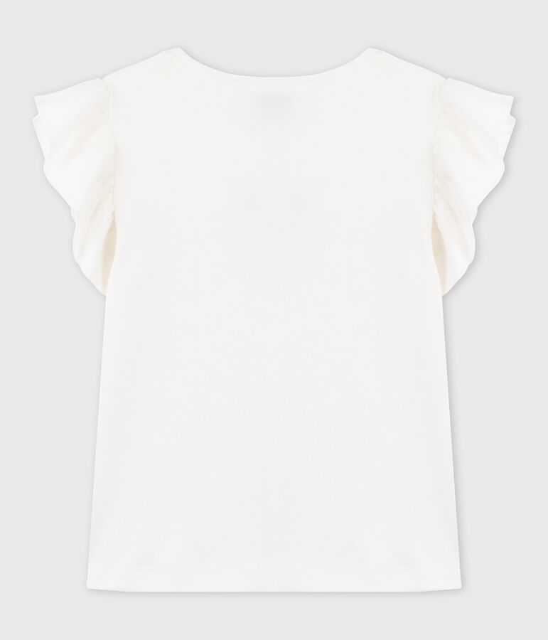 Camiseta de manga corta de algod&oacute;n de ni&ntilde;a blanco