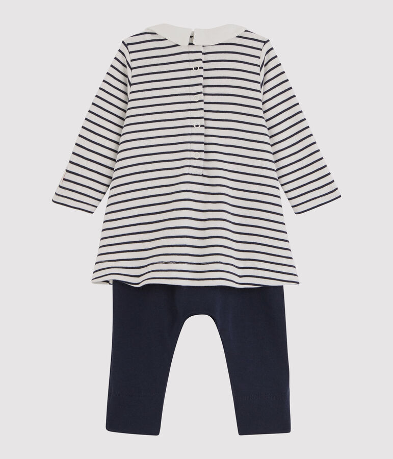 Vestido legging para beb&eacute; ni&ntilde;a blanco/azul