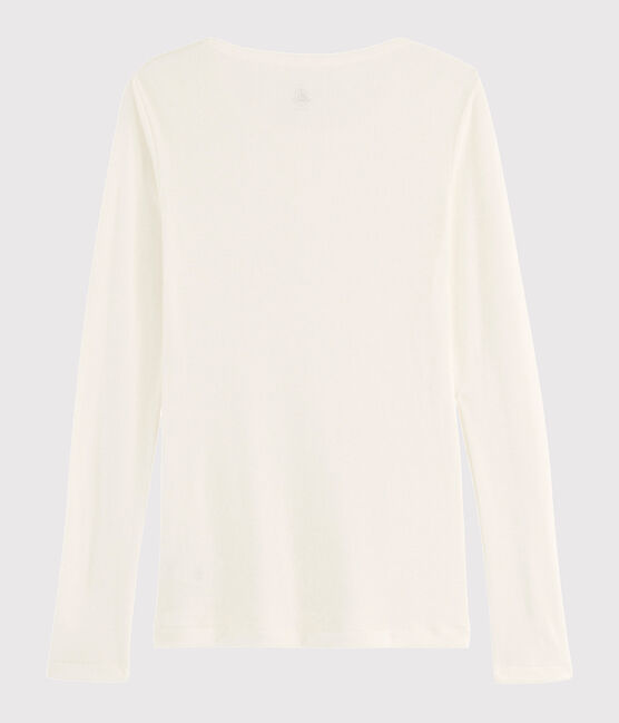 Camiseta de lana y algodón de mujer blanco MARSHMALLOW