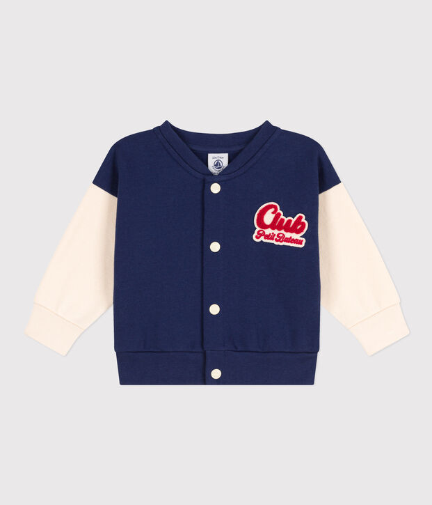 Chaqueta teddy de mulet&oacute;n para beb&eacute; azul/crudo