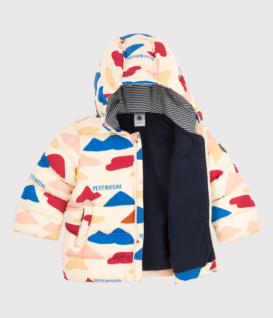 Chaqueta acolchada reciclada estampada para bebé blanco AVALANCHE/ MULTICO