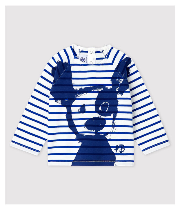 Marinera creativa de punto de beb&eacute; ni&ntilde;o blanco/azul