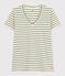 Camiseta, La Recta de algodón a rayas con cuello de pico para mujer AVALANCHE/ CROCO
