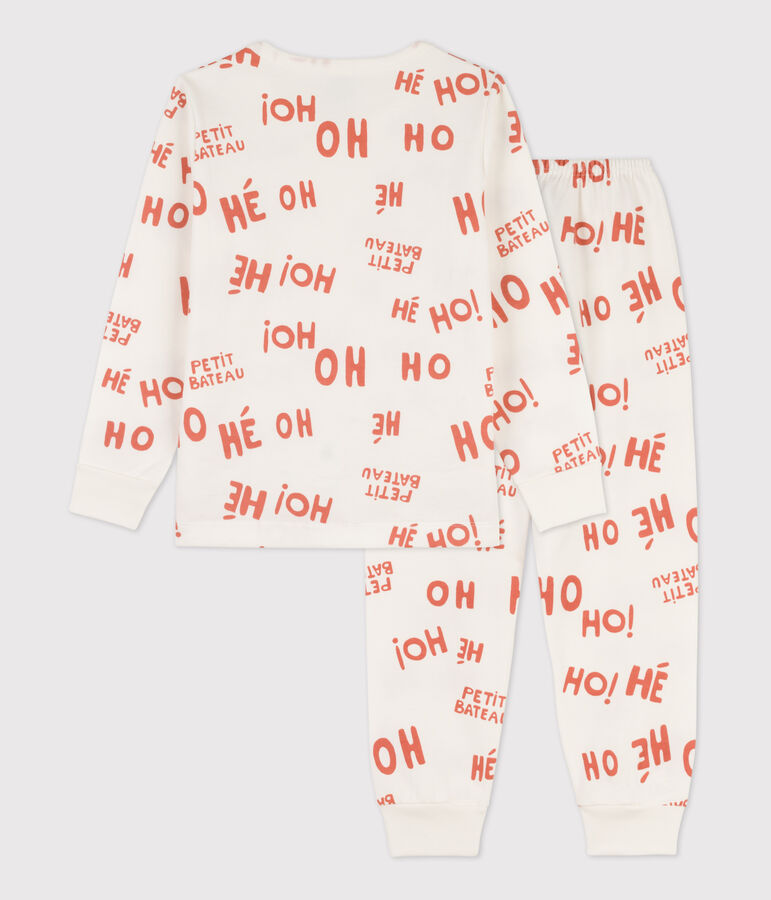 Pijama de felpa para ni&ntilde;o blanco/rosa