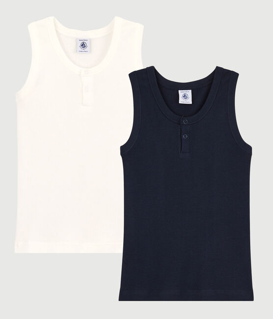 Lote de 2 camisetas de tirantes de algodón de canalé de niño variante 1