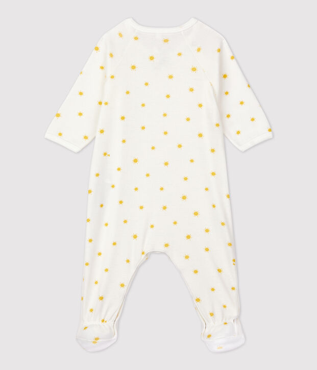 Pelele de beb&eacute; de algod&oacute;n org&aacute;nico blanco/amarillo