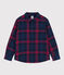 Camisa a cuadros de franela de algodón para niño azul SMOKING/blanco MULTICO