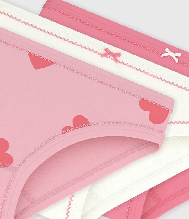 Juego de braguitas infantiles de algod&oacute;n con estampado de corazones multicolor