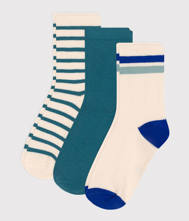 3 pares de calcetines infantiles de algod&oacute;n a rayas multicolor