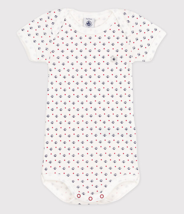 Bodi de manga corta para beb&eacute; blanco/azul/multicolor