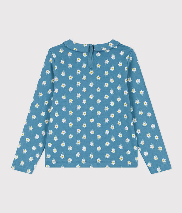 Blusa de algod&oacute;n con flores para ni&ntilde;a azul/multicolor