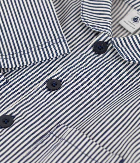 Chaqueta corta de tela a rayas para bebé azul MEDIEVAL/blanco MARSHMALLOW