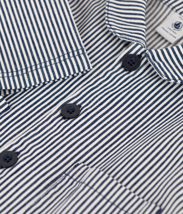 Chaqueta corta de tela a rayas para beb&eacute; azul/blanco
